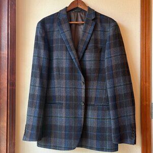 Lauren Ralph Lauren Brown Plaid 100% Wool Sport Coat Pockets Size 44L Old Money